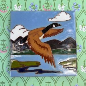 Vintage Whipple & Sibley Hand Painted Canada Goose Art Tile